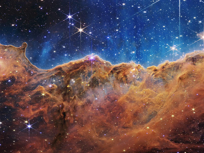 An image of the Carina Nebula captured by NASA's James Webb Telescope.