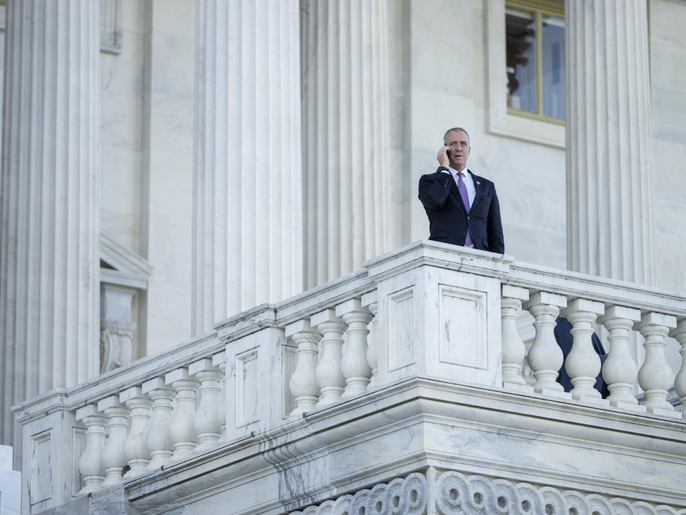 Rep. Sean Patrick Maloney, D-N.Y., talks on the phone outside the U.S. Capitol on Sept. 29, 2021.