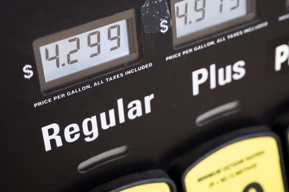 A gasoline pump displays fuel prices at a gas station in Falls Church, Va., on Tuesday.