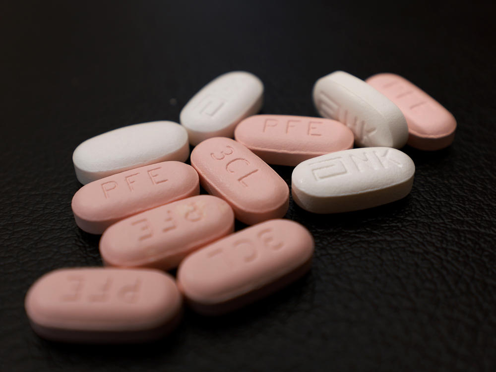 Pfizer's Paxlovid pills are seen on display. The medicine received an emergency use authorization for COVID-19 last December.
