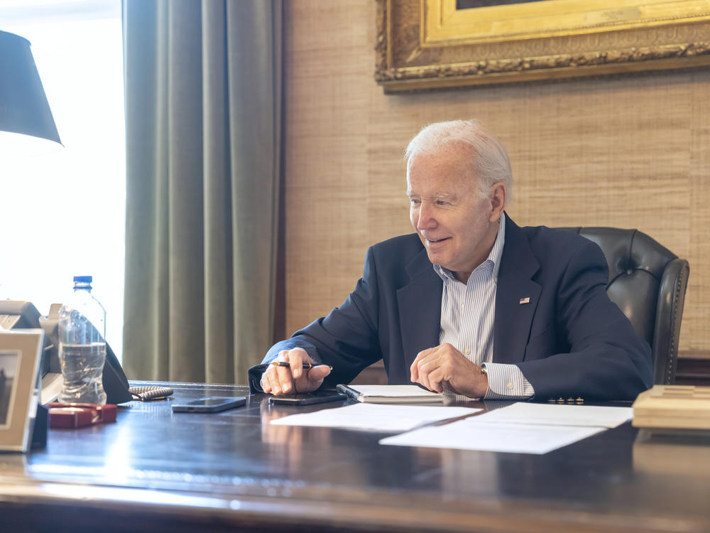 In this photo provided by the White House, President Joe Biden speaks with Democratic Sen. Bob Casey by telephone from the White House on Thursday.