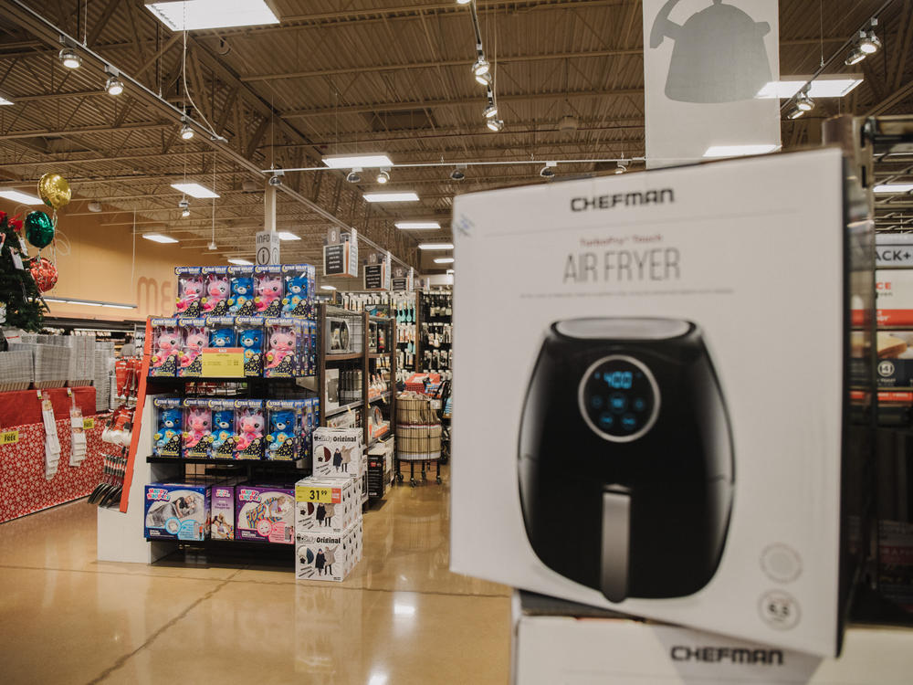 An air fryer awaits its buyer at a Kroger store in Kentucky in 2020, when the kitchen appliance became a hot seller.
