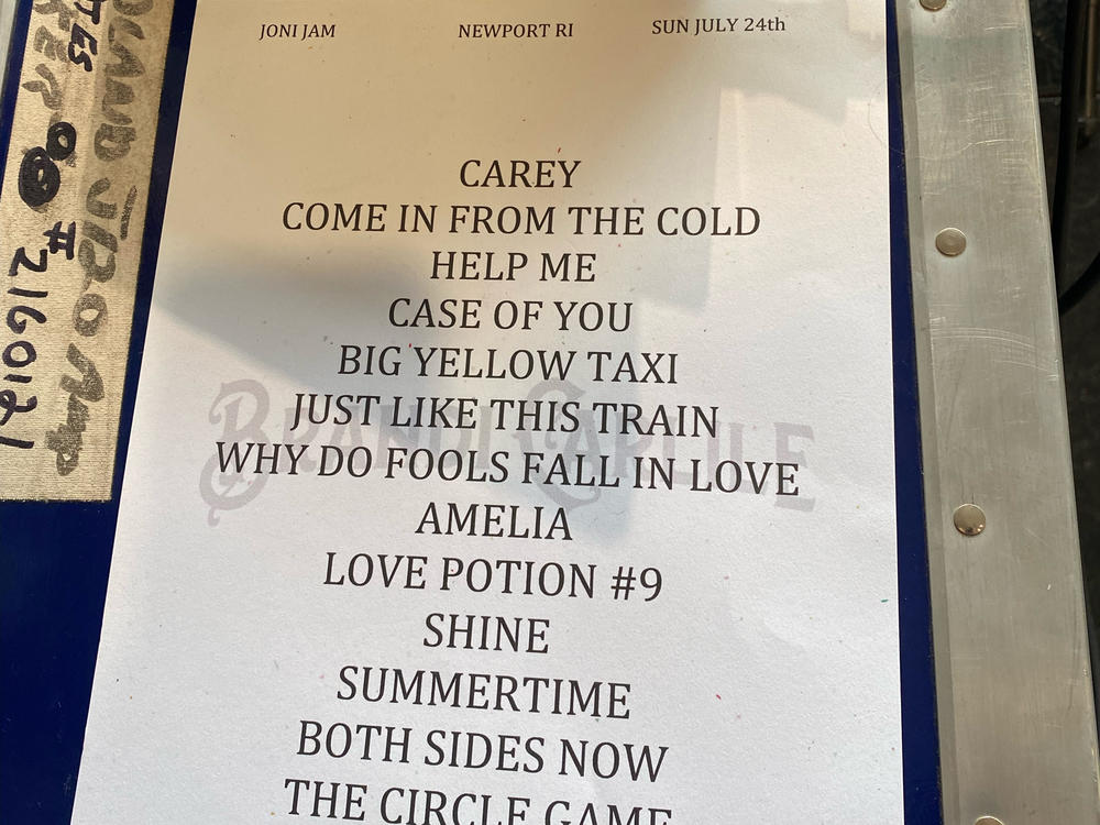 The historic set list to Joni Mitchell's return to the stage - and the Newport Folk Festival.