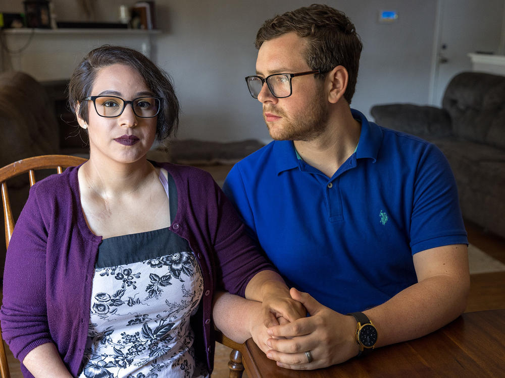 Elizabeth and James Weller at their home in Houston two months after losing their baby girl due to a premature rupture of membranes. Elizabeth could not receive the medical care she needed until several days later because of a Texas law that banned abortion after six weeks.