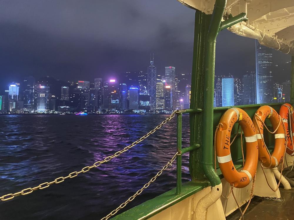 A view of Hong Kong from the Star Ferry at night. The future of the boats is uncertain.