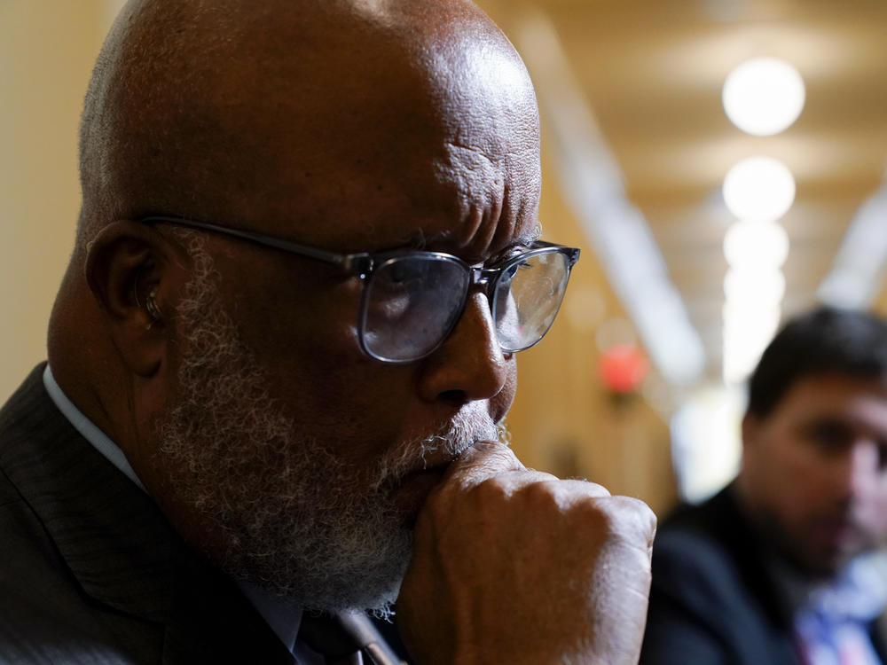 Chairman Bennie Thompson, D-Miss., speaks to members of the media after a House select committee investigating the Jan. 6 Capitol attack hearing last month.