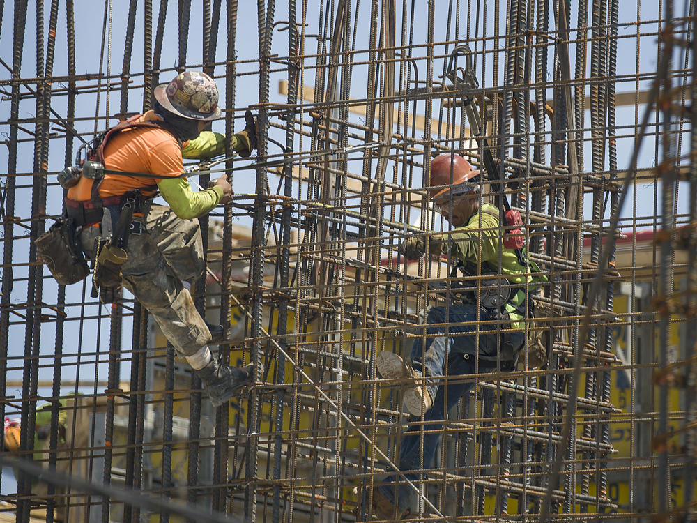 Workers at a construction site.