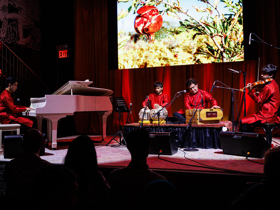 The Heart of Afghanistan project is Ahmad Fanoos on vocals & harmonium, his sons Elham on piano and Mehran on violin, with Hamid Habibzada on tabla.