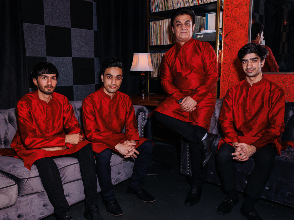 The Heart of Afghanistan (from L to R) is tabla player Hamid Habibzada, pianist Elham Fanoos, singer and harmonium player Ahmad Fanoos and violinist Mehran Fanoos.