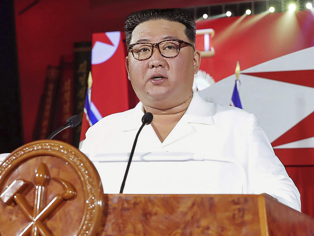In this government provided photo, Kim Jong Un delivers a defiant speech during a ceremony to mark the 69th anniversary of the signing of the ceasefire armistice that ended the fighting in the Korean War.