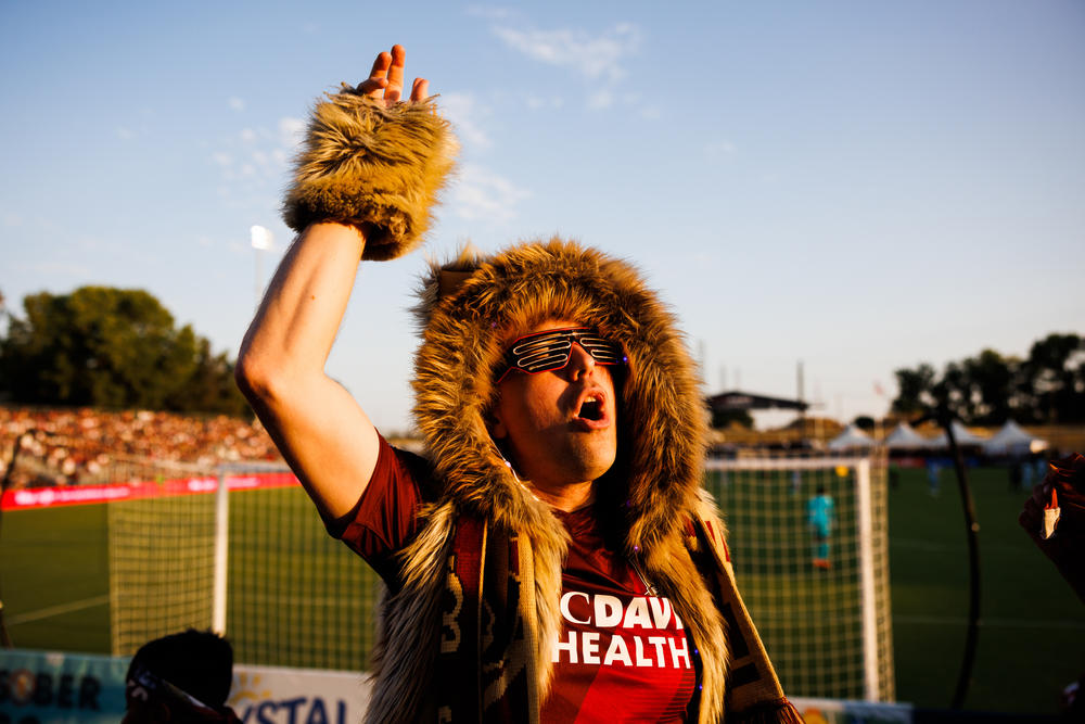 A Sacramento Republic fan cheers as the U.S. Open semifinal game begins.