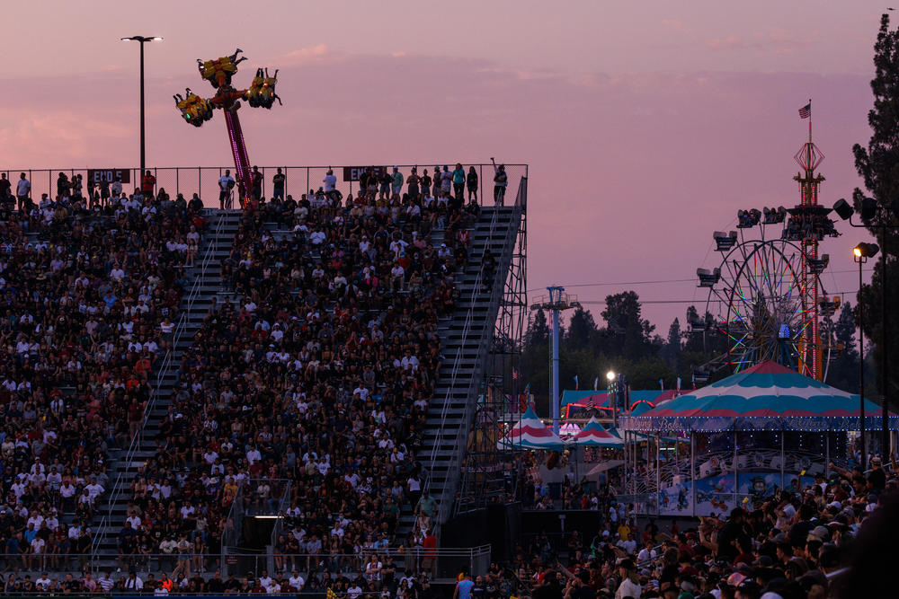 Sporting Kansas City and Sacramento Republic FC play their U.S. Open semifinal game in an arena sharing space with the State Fair in Sacramento, Calif.