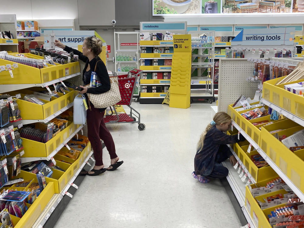 People shop for school supplies at a Target store in Miami, Fla., on July 27.