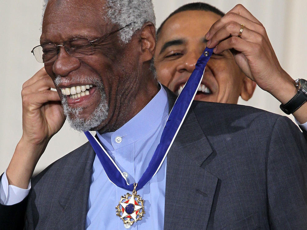 President Barack Obama awards Bill Russell the Presidential Medal of Freedom in 2011. The president recognized Russell not just for his legendary basketball career, but for his work as an activist on and off the court.