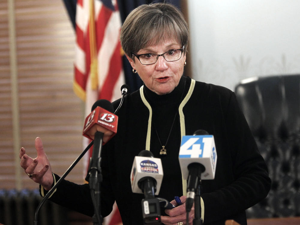 Kansas Gov. Laura Kelly speaks during a news conference, Thursday, Jan. 6, 2022, at the Statehouse in Topeka, Kan.