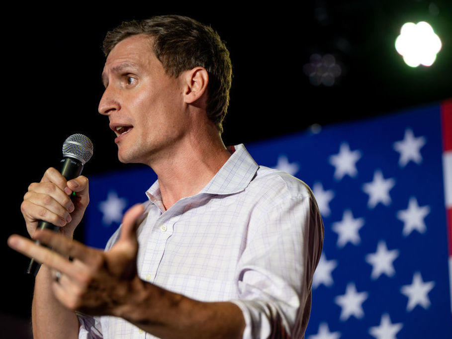 Blake Masters, a Republican candidate for the U.S. Senate in Arizona, speaks to supporters during a campaign event in Tucson.