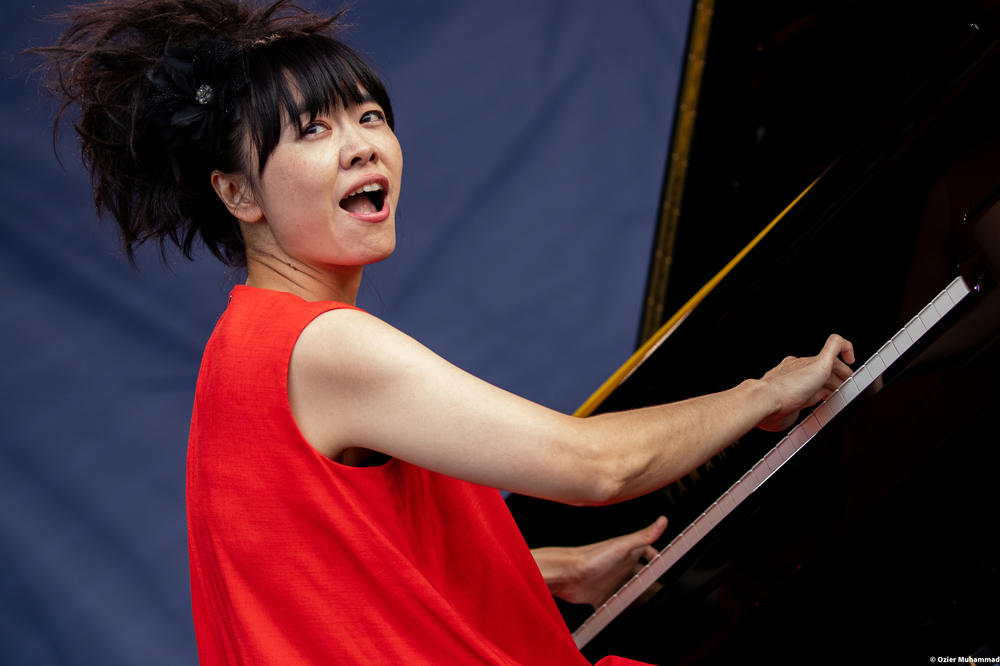 Hiromi performs onstage during the 