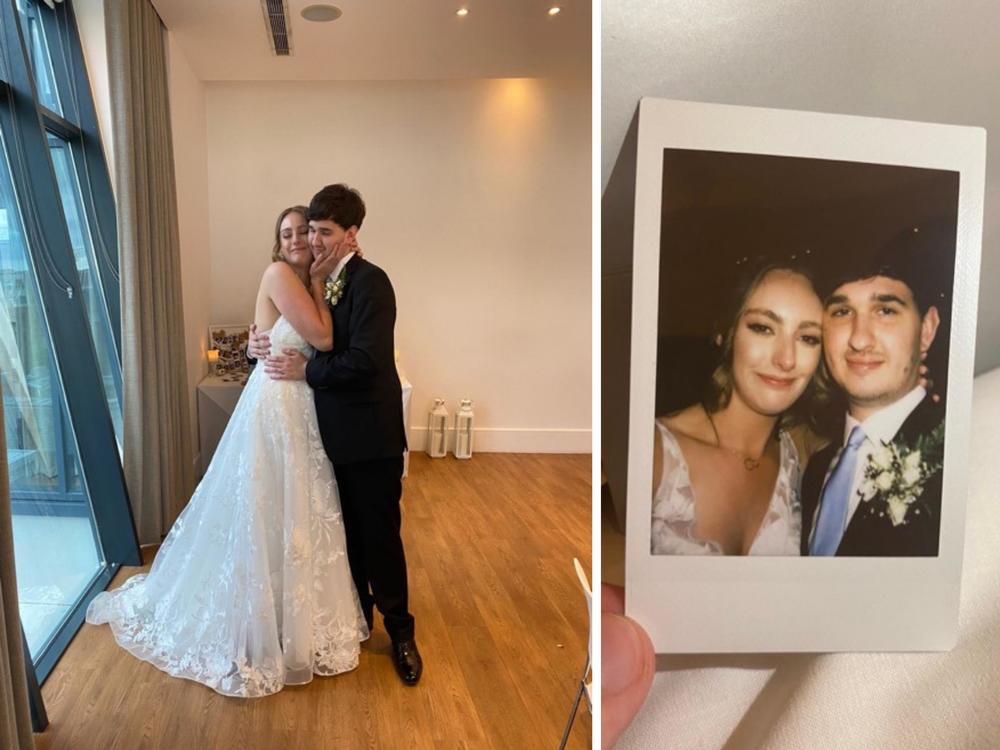 Grant Schroeder and Emma Ferguson first connected over their mutual love of cats. The couple got married on July 24.