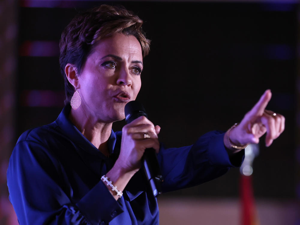 Arizona Republican candidate for governor Kari Lake speaks at an election-night gathering in Scottsdale, Ariz., on Tuesday.