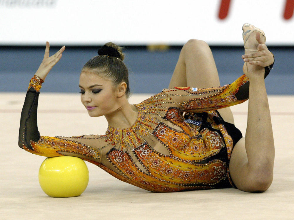 Alina Kabaeva performs in September 2003 during the Rhythmic Gymnastics World Championships.