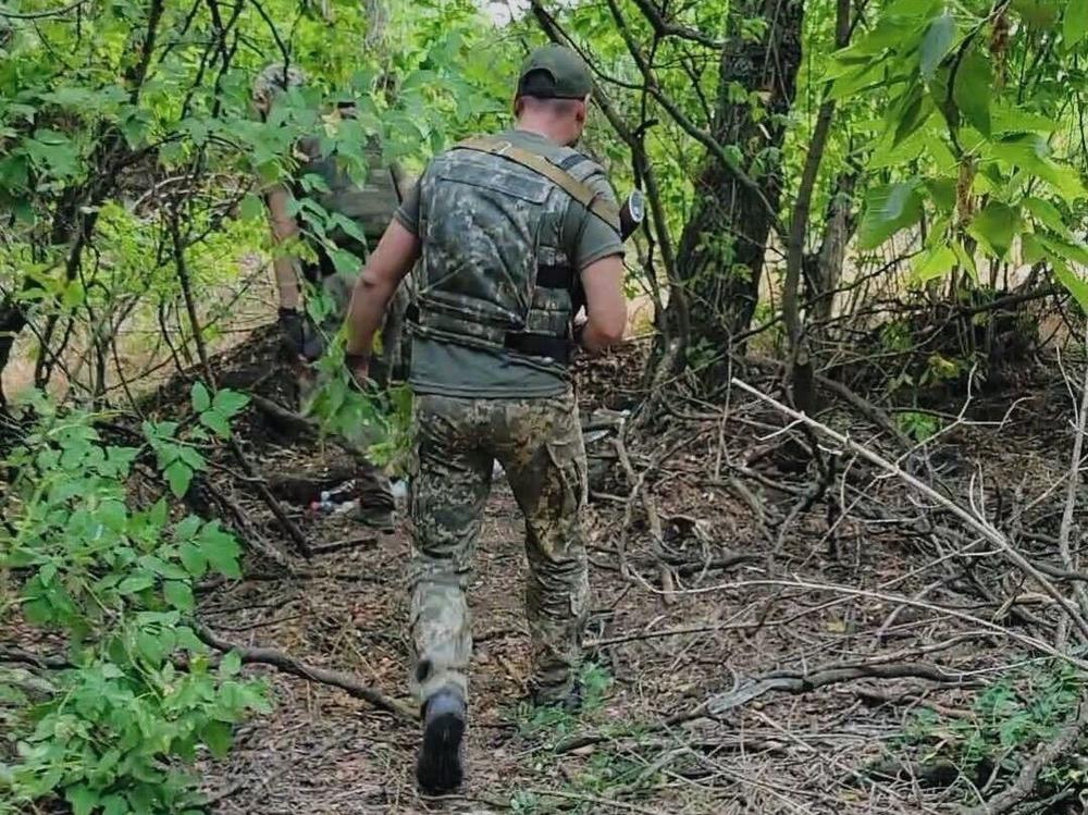 Ukrainian soldiers led NPR's team into the forest in the 