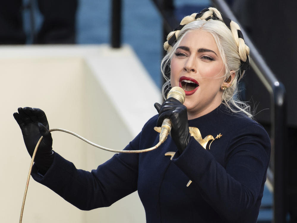 Lady Gaga sings the national anthem during President-elect Joe Biden's inauguration at the U.S. Capitol on Jan. 20, 2021.
