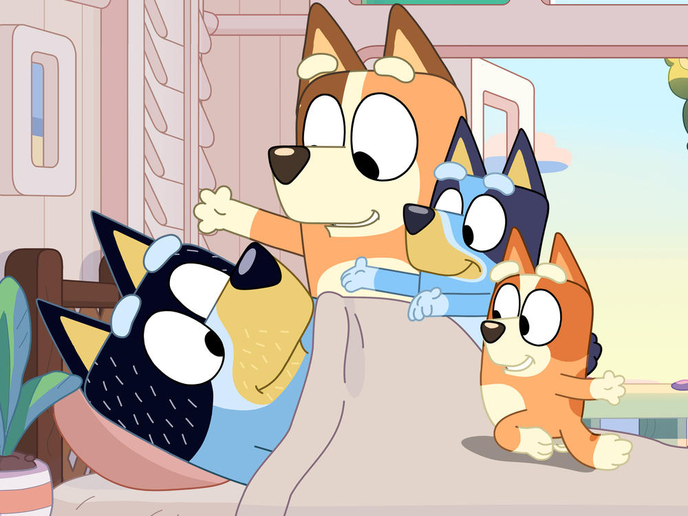 In the new season of <em>Bluey</em>, Bingo, Bluey and Mum surprise Dad with a birthday gift, breakfast in bed.