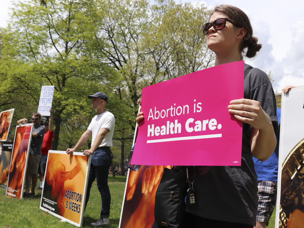 Protestors for and against legal abortions gathered at The University of Michigan on May 14, 2022.