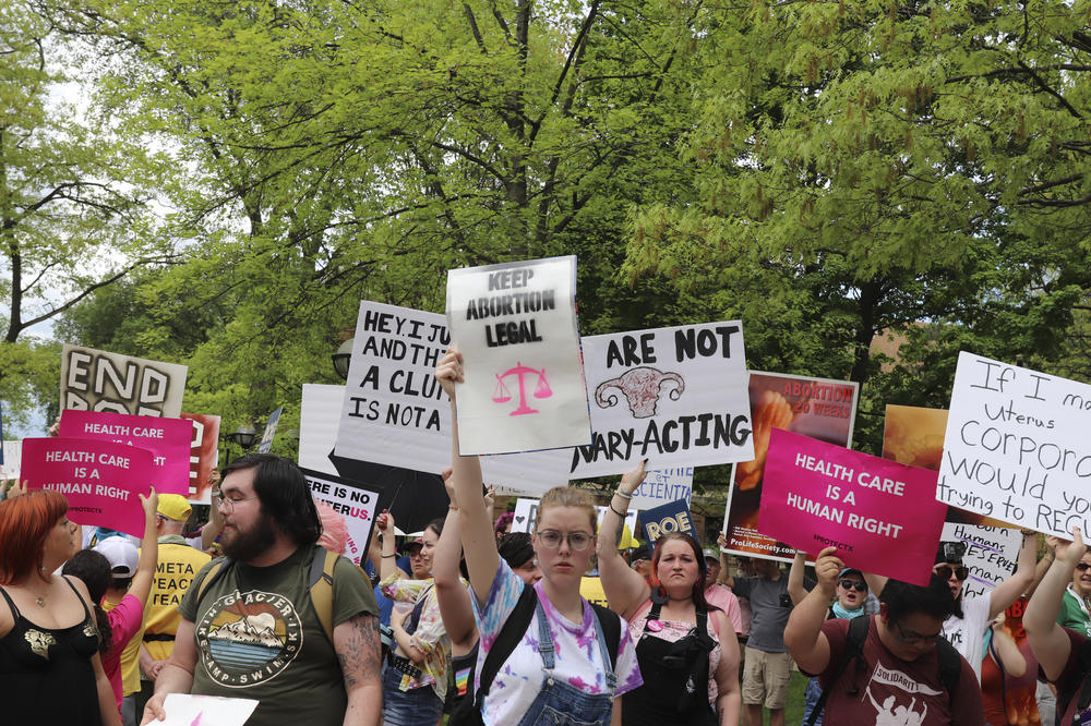 Protestors for and against legal abortions gathered at The University of Michigan on May 14, 2022.
