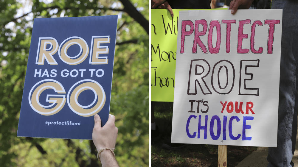 Protestors for and against legal abortions gathered at The University of Michigan on May 14, 2022.