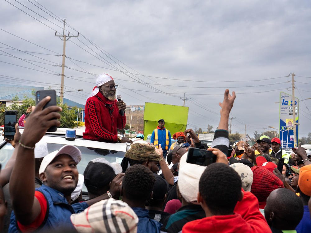 Kenyan presidential candidate George Wajackoyah on the campaign trail in Kenya on Aug. 5.