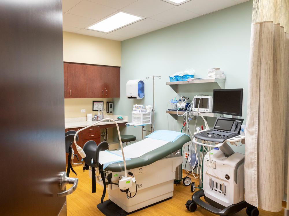 A room in a Planned Parenthood of Illinois clinic in Waukegan, where abortion providers from Wisconsin are helping to provide access to more patients from their home state now that abortion is nearly banned there.