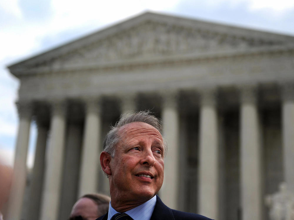 Dick Heller speaks outside the U.S. Supreme Court in Washington, D.C., on June 26, 2008. The Supreme Court case that bears his name redefined gun ownership in America.