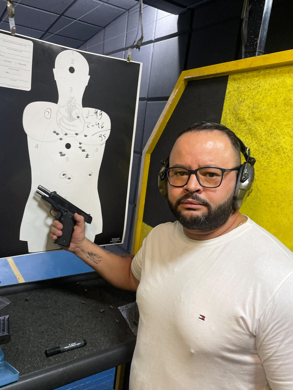 Wagner Carneiro at shooting range in Rio Bonito, Brazil, on July 16.