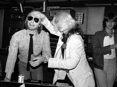 Mike Chapman and Debbie Harry in the studio during the recording of <em>Parallel Lines</em>.