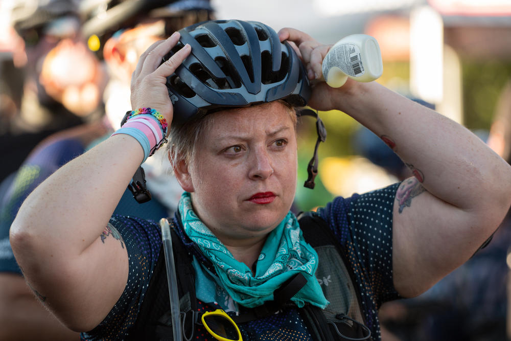 All Bodies on Bikes co-founder Marley Blonsky, prepares at the race start.