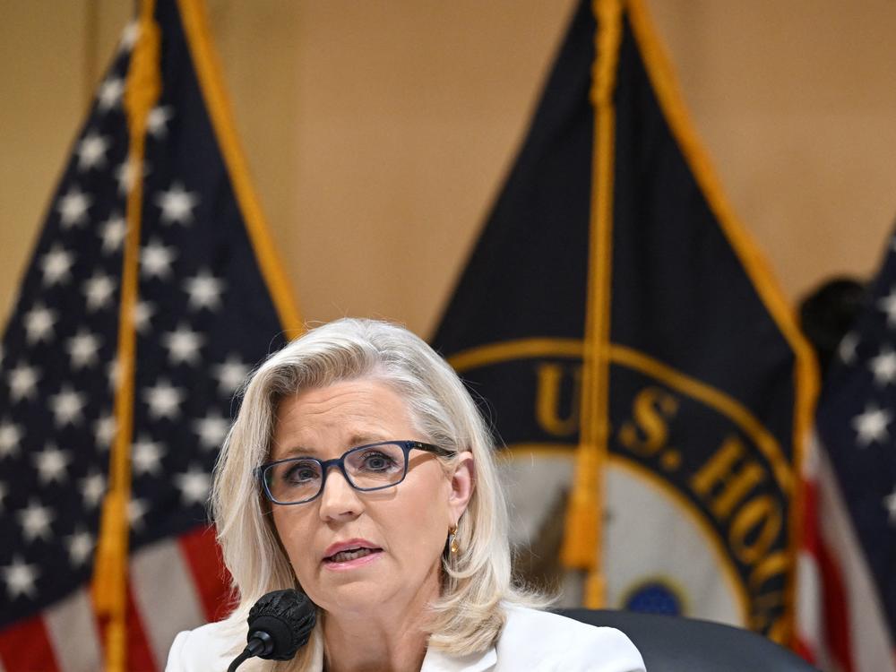 Republican Rep. Liz Cheney of Wyoming speaks at a hearing held by the House Jan. 6 committee. Cheney, who serves as vice chair of the committee, is facing a likely defeat in Tuesday's GOP primary in Wyoming.
