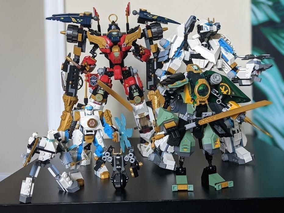 A group photo of all of the Ninjago sets that I've built so far.