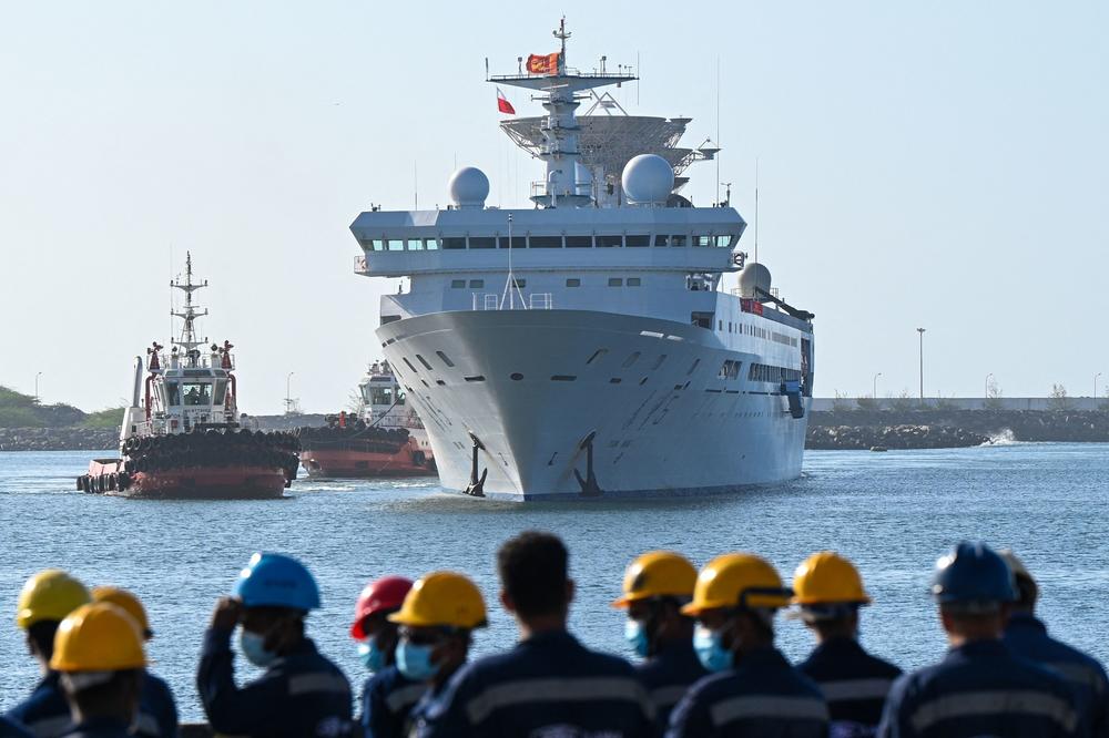 China's vessel, the Yuan Wang 5, arrives at Hambantota port on Aug. 16.