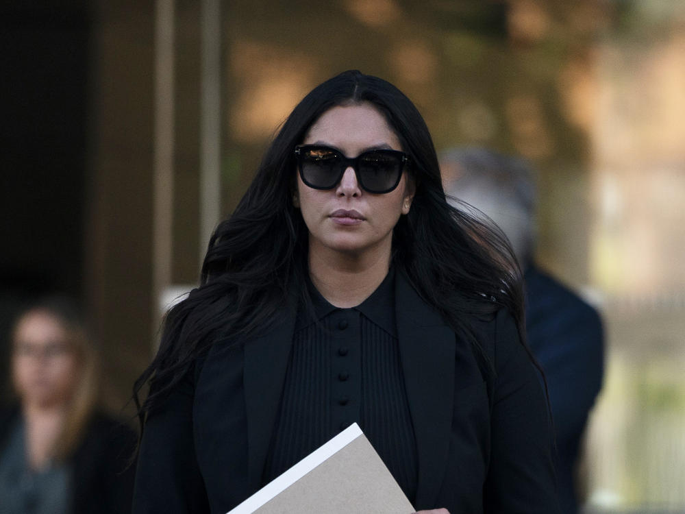 Vanessa Bryant leaves a federal courthouse in Los Angeles on Aug. 10. Kobe Bryant's widow is taking her lawsuit against the Los Angeles County sheriff's and fire departments to a federal jury, seeking compensation for photos deputies shared of the remains of the NBA star, his daughter and seven others killed in a helicopter crash in 2020.