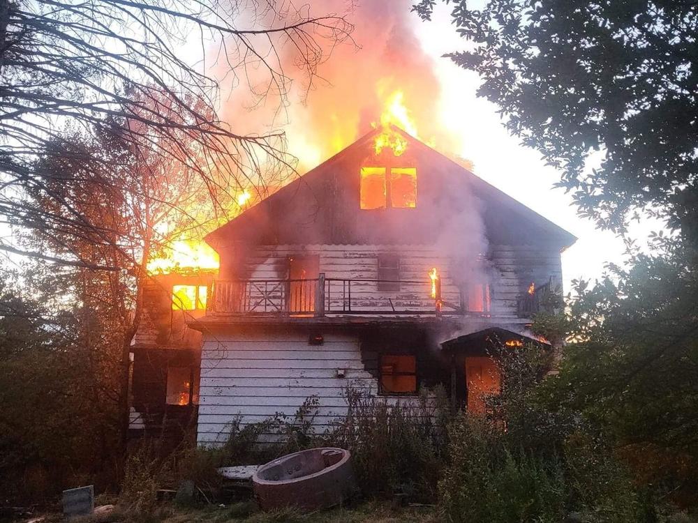 A building on the old Grossinger's Hotel property was destroyed after a fire on Tuesday.