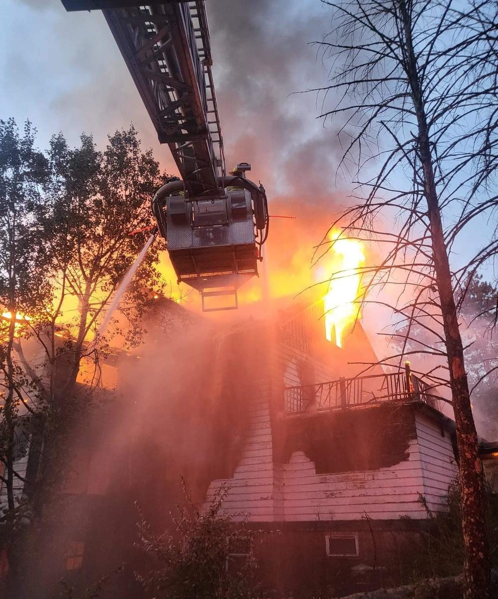Another angle of the fire at a building on the Catskills' old Grossinger's resort.