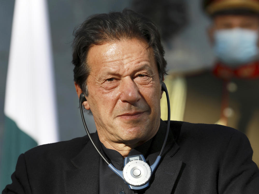 Pakistan's Imran Khan speaks during a joint news conference with Afghan President Ashraf Ghani at in Kabul, Afghanistan, Thursday, Nov. 19, 2020.