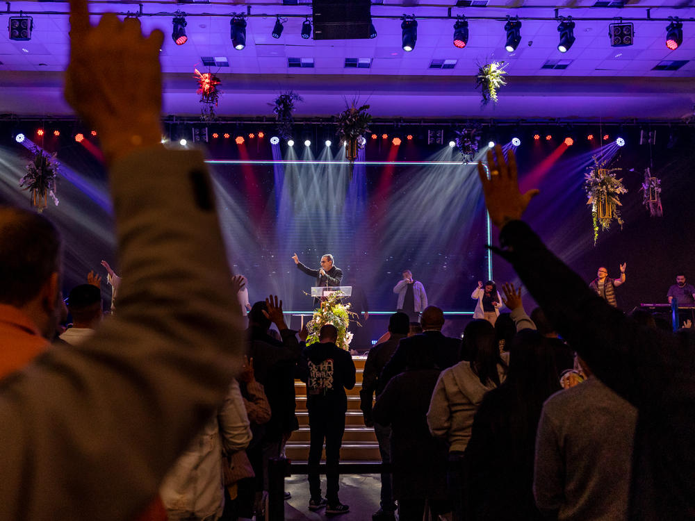 Evangelical Pastor Silas Malafaia speaks to churchgoers at the Assembleia de Deus Vitória em Cristo Church in the neighborhood of Penha, Rio de Janeiro, on Sunday. 