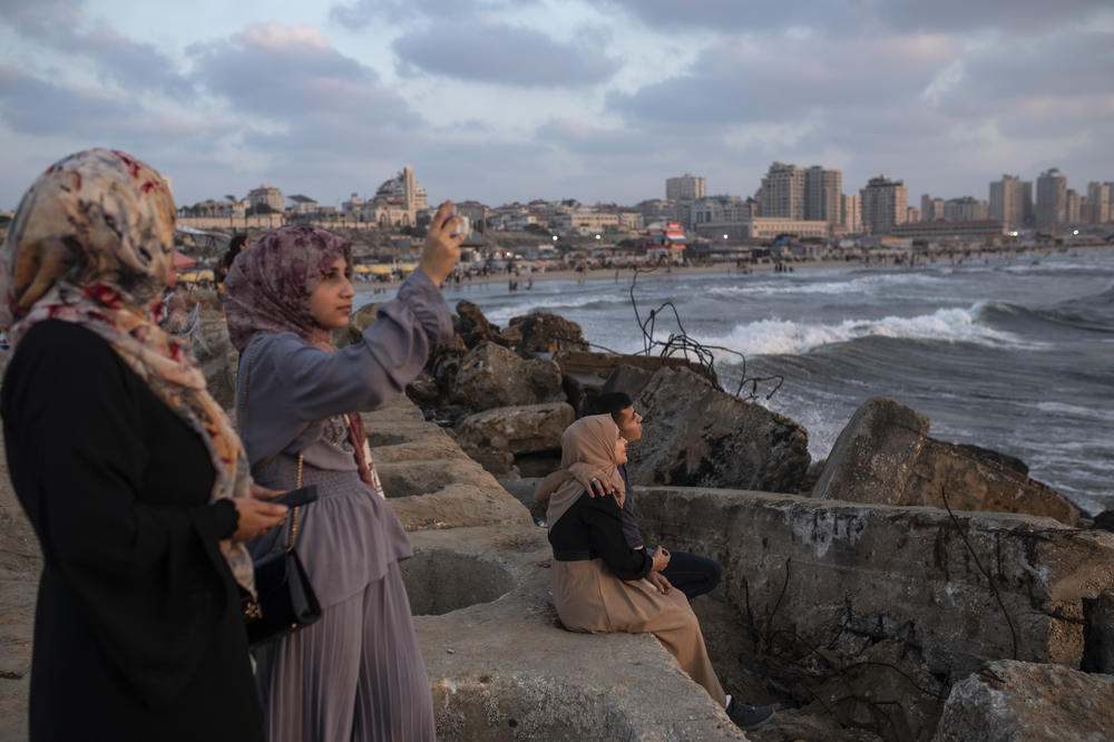 Palestinians on a Mediterranean Sea beach in Gaza City on Aug. 3.