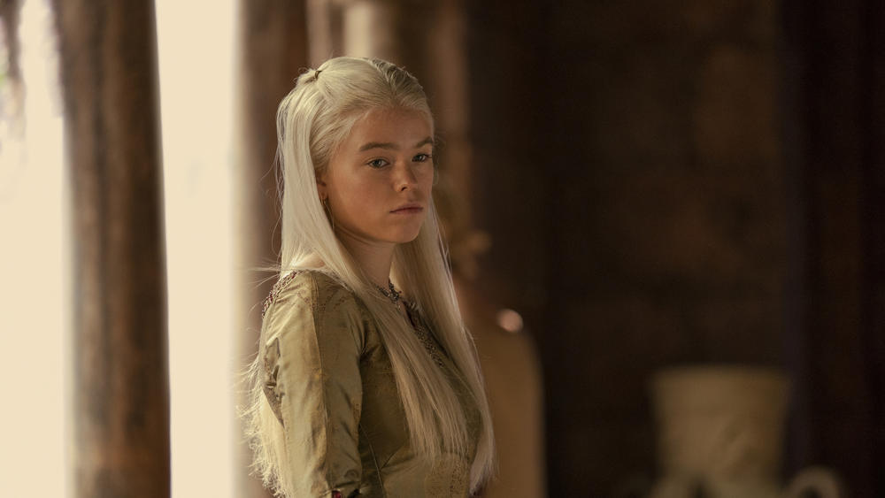 Rhaenyra (Milly Alcock) senses something in the heir.