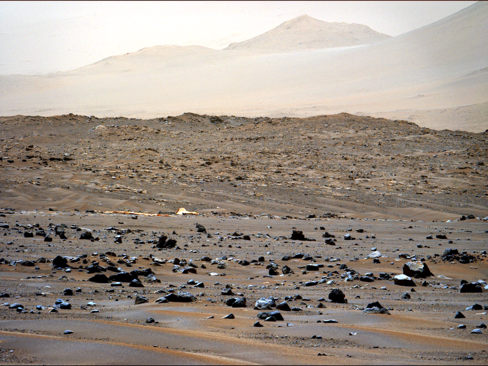 This image of the parachute that helped deliver NASA's Perseverance Mars rover to the Martian surface was taken by the rover's Mastcam-Z instrument in April.