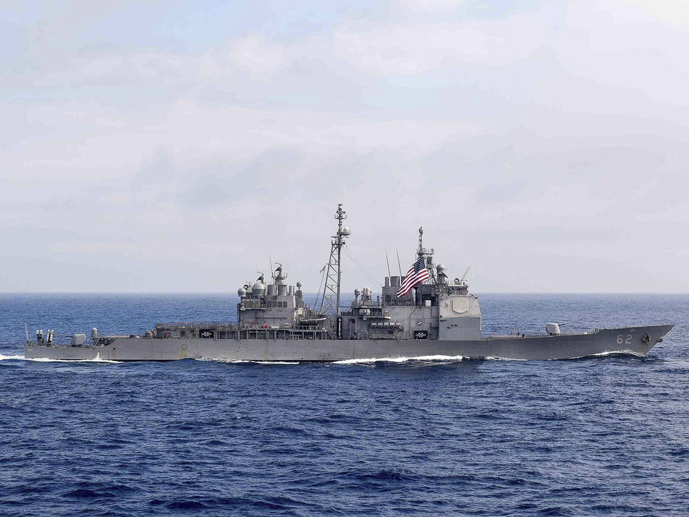 The guided-missile cruiser USS Chancellorsville (CG 62) transits the Philippine Sea, June 18, 2016. The U.S. Navy is sailing the USS Chancellorsville and the USS Antietam warships through the Taiwan Strait Sunday, Aug. 28, 2022, in the first such transit publicized since U.S. House Speaker Nancy Pelosi visited Taiwan earlier in August.