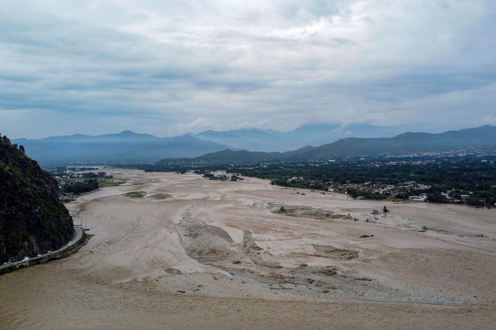 Flooding in Mingora, a town in Pakistan's northern Swat Valley, follows heavy monsoon rainfall on Aug. 27.