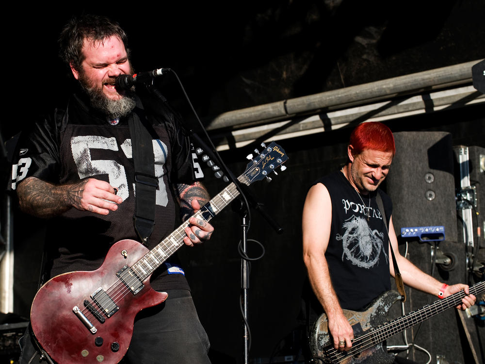 Scott Kelly (left) performs at the High Voltage Festival with the metal band Neurosis in 2011.